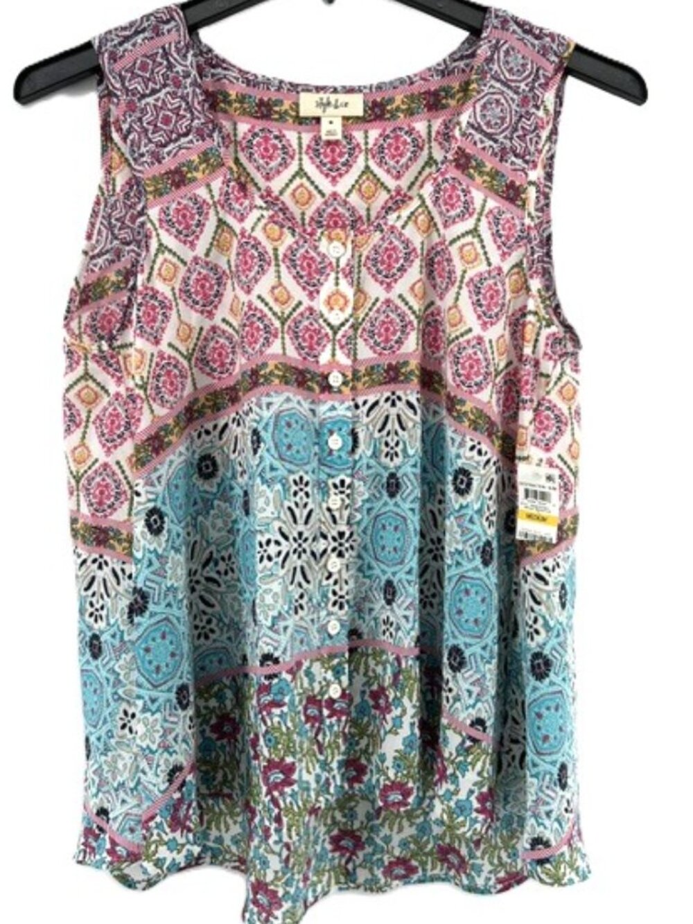 Style & Co Tank Top Medium Cottagecore Boho Patchwork Paisley